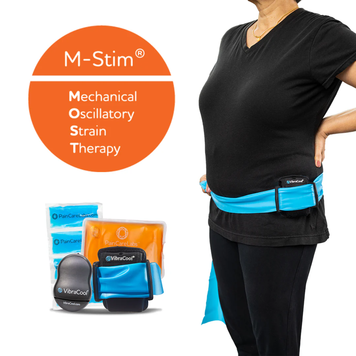 Vibracool flex uses m-strim to relief the hips pain
